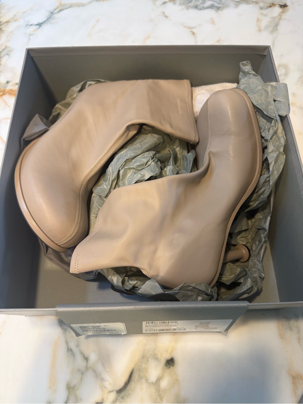 Balenciaga Taupe Leather Ankle Booties